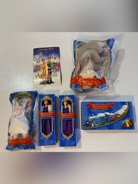 Vintage 1997 Anastasia Toy Collection NIB: Train, Bartok, Pooka, Anastasia x2